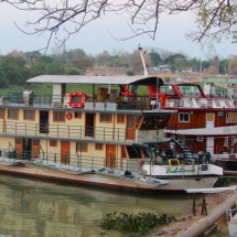 Hotel boats on the pier of Rio Paraguay in Caceres